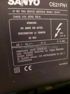 CE21FN1 Ch= 2103 serie EB5-A; Sanyo España, Eurotr (ID = 3080958) Television