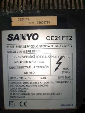 CE21FT2 Ch= 2110 Serie EB5-B; Sanyo España, Sonitr (ID = 3111219) Television