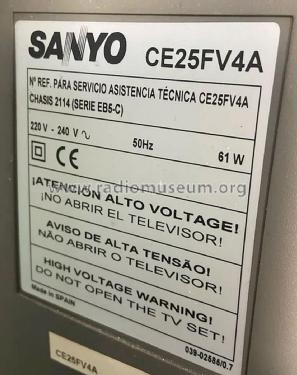 CE25FV4A Ch= 2114 serie EB5-C; Sanyo España, Sonitr (ID = 3080961) Television