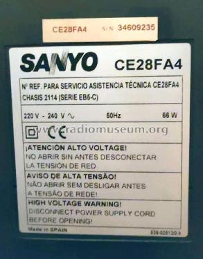 CE28FA4 Ch= 2114 Serie EB5-C; Sanyo España, Sonitr (ID = 3111271) Television