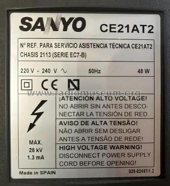 CE21AT2 Ch=2113 ; Sanyo España, Eurotr (ID = 3010047) Television