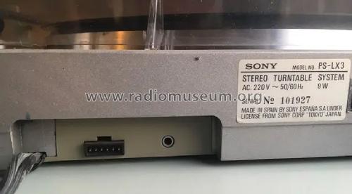 Direct Drive Fully Automatic Stereo Turntable System PS-LX3; Sony España; Hispano (ID = 3122798) R-Player