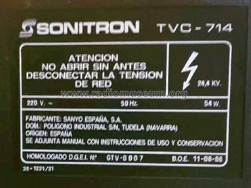 Sonitrón TVC-714 ; Sanyo España, Sonitr (ID = 3108553) Television