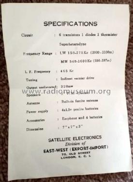 Satellite International Solid State Radio SE-28; Satellite (ID = 2535184) Radio