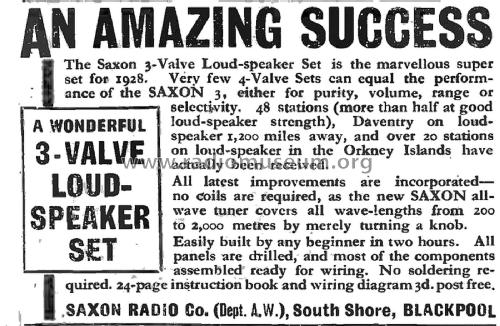 3-Valve Loudspeaker Set ; Saxon Radio Co.; (ID = 3034480) Kit