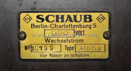 Alpha-Standard W; Schaub und Schaub- (ID = 962361) Radio