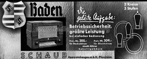 Baden 36W; Schaub und Schaub- (ID = 3107466) Radio