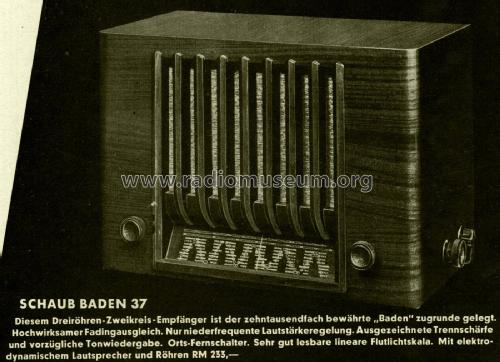 Baden 37W; Schaub und Schaub- (ID = 1885362) Radio