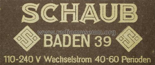 Baden 39W; Schaub und Schaub- (ID = 1723001) Radio