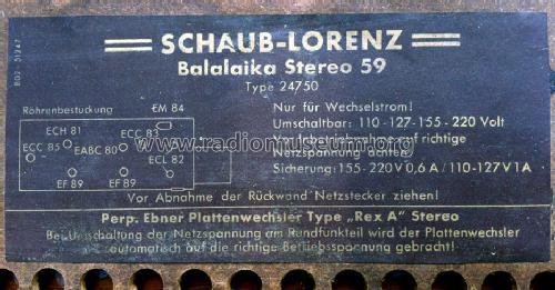 Balalaika Stereo 59 24750; Schaub und Schaub- (ID = 1535402) Radio