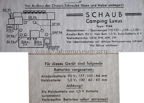 Camping Luxus 9144; Schaub und Schaub- (ID = 802234) Radio