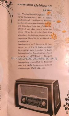 Goldina 58 3004; Schaub und Schaub- (ID = 1750239) Radio