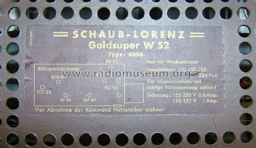 Goldsuper W52 4058; Schaub und Schaub- (ID = 1060275) Radio