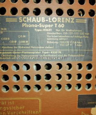 Phono-Super T60 03651; Schaub und Schaub- (ID = 2564683) Radio