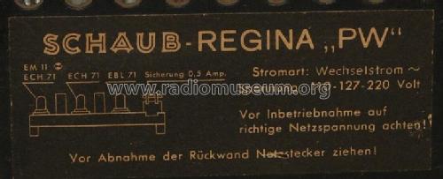 Regina W/PW ; Schaub und Schaub- (ID = 486071) Radio