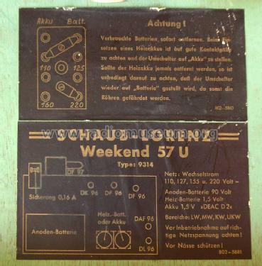 Weekend 57 U 9314; Schaub und Schaub- (ID = 2354889) Radio