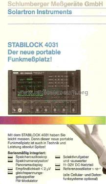 Messplatz für Funkgeräte Stabilock 4031; Schlumberger; (ID = 1032148) Equipment