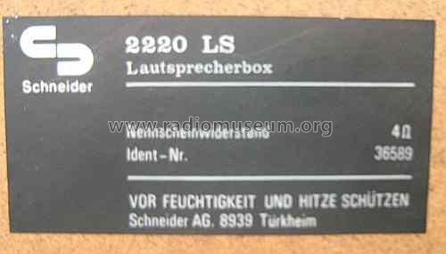 Lautsprecherbox 2220 LS; Schneider (ID = 1440758) Parleur