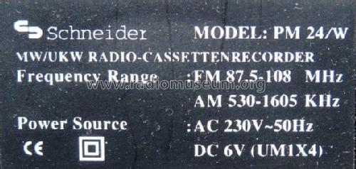 Radio Cassette Recorder PM24/W; Schneider (ID = 762197) Radio