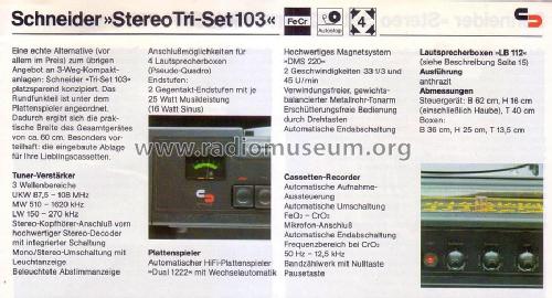 Stereo Tri-Set 103; Schneider (ID = 1740003) Radio