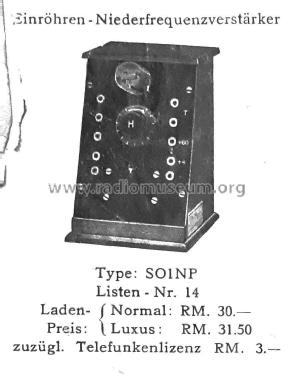 Einröhren-Niederfrequenzverstärker SO1N ; Schneider-Opel AG, (ID = 3081224) Ampl/Mixer