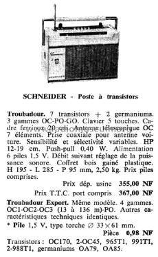 Troubadour AM Export ; Schneider Frères, (ID = 1977415) Radio