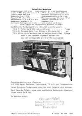 Musikschrank Beethoven Ch= Gerufon Ultraklang 55W; Schneider-Ton, (ID = 2757268) Radio