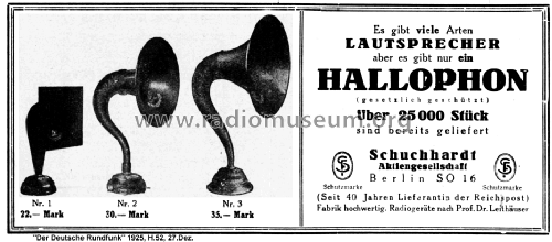 Hallophon 1; Schuchhardt, (ID = 1307718) Lautspr.-K