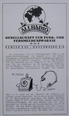 Allradio S1 ; Schuchhardt, (ID = 866755) Radio