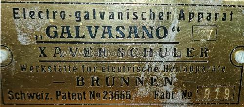 Electro-galvanischer Apparat Galvasano IV ; Schuler, Xaver; (ID = 2936606) Medicine