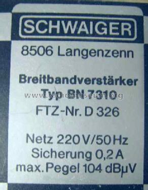 Breitbandverstärker BN7310; Schwaiger, Christian (ID = 1411432) Ampl. HF