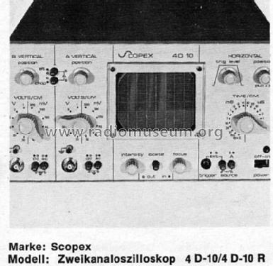 Dual Channel Oscilloscope 4D-10; Scopex Instruments; (ID = 878026) Ausrüstung