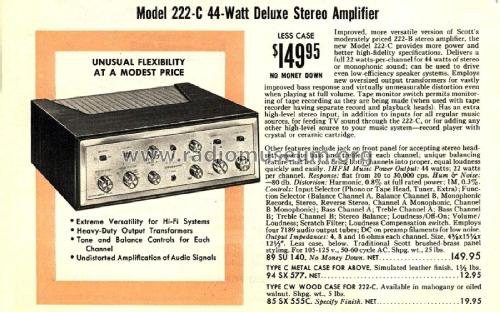 Stereomaster 222-C; Scott; H.H.; Maynard (ID = 2945482) Ampl/Mixer