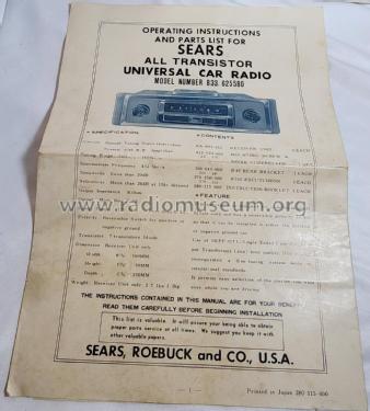 7 Transistor Solid State 833-625580 ; Sears, Roebuck & Co. (ID = 2968308) Car Radio