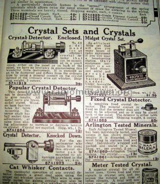 Crystal Sets, Crystals, Howe Radio Receiver Order= 57A1919, 1924, 1854, 1923 etc.; Sears, Roebuck & Co. (ID = 1256768) Crystal