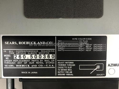 Dashmate 260.500360; Sears, Roebuck & Co. (ID = 2888442) Car Radio