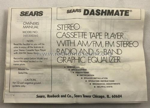 Dashmate 260.500360; Sears, Roebuck & Co. (ID = 2888443) Car Radio