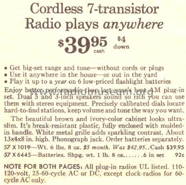 Silvertone 1019 Order=57H 1019; Sears, Roebuck & Co. (ID = 1644616) Radio