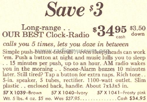 Silvertone 1039 Order=57H 1039; Sears, Roebuck & Co. (ID = 1643572) Radio