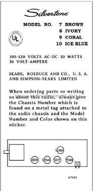 Silvertone 10 Ch= 132.45601 Order=57K 10; Sears, Roebuck & Co. (ID = 2913044) Radio