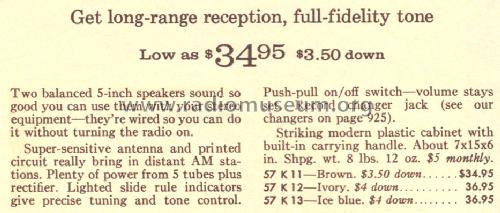 Silvertone 11 Ch= 132.44501 Order=57K 11; Sears, Roebuck & Co. (ID = 1658457) Radio