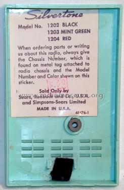 Silvertone 1203 Ch= 132.50801 or 132.50802 Order=57H 1203; Sears, Roebuck & Co. (ID = 744251) Radio