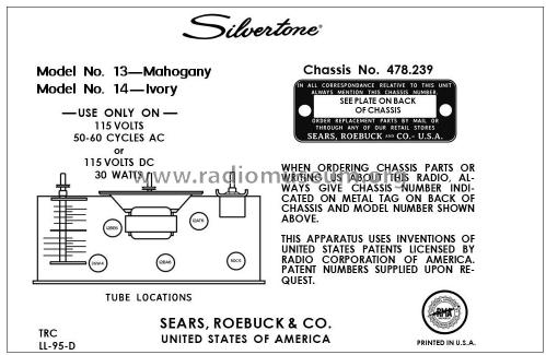 Silvertone 14 Ch= 478.239 Order=57F 014; Sears, Roebuck & Co. (ID = 2932356) Radio