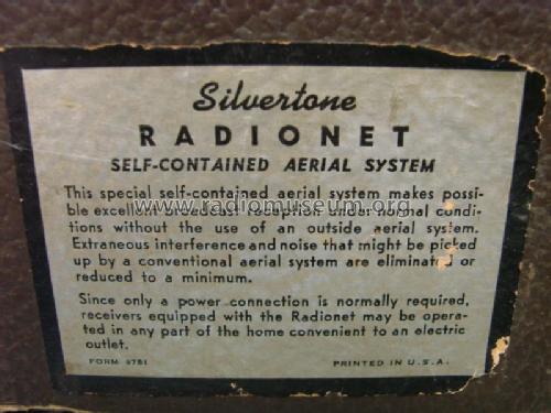 Silvertone Order= 57F 1591 Ch= 100.353; Sears, Roebuck & Co. (ID = 1251189) Radio