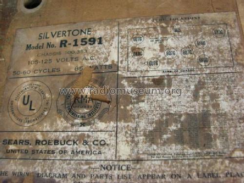 Silvertone Order= 57F 1591 Ch= 100.353; Sears, Roebuck & Co. (ID = 1251190) Radio