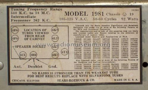 Silvertone 1981 ; Sears, Roebuck & Co. (ID = 265412) Radio