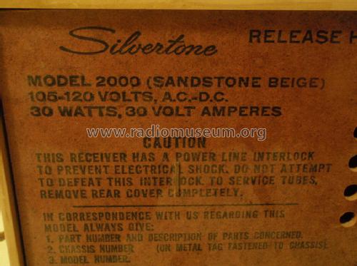 Silvertone 2000 Ch= 132.63901 Order=57G 2000; Sears, Roebuck & Co. (ID = 1222456) Radio