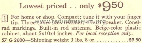 Silvertone 2000 Ch= 132.63901 Order=57G 2000; Sears, Roebuck & Co. (ID = 1670997) Radio