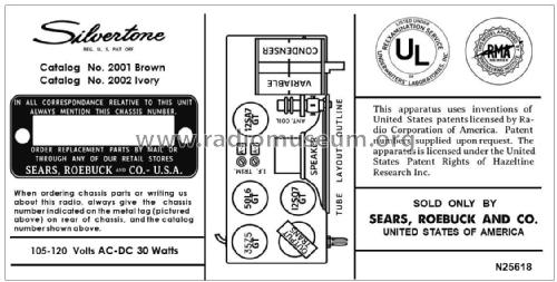 Silvertone 2001 Ch= 132.878 Order=57G 02001; Sears, Roebuck & Co. (ID = 2889305) Radio