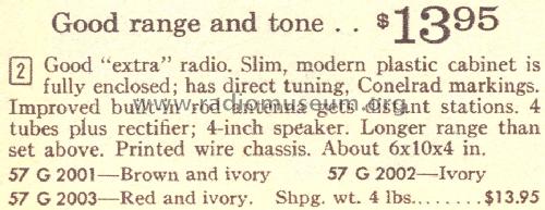 Silvertone 2001 Order=57G 2001; Sears, Roebuck & Co. (ID = 1671006) Radio